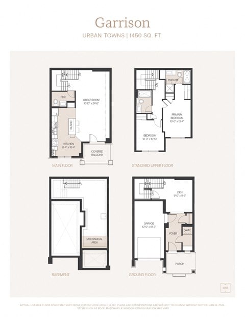 Floor plan for 2 beds, 2 baths, 1450 sqft